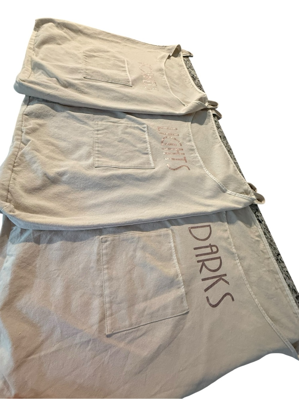 Canvas Hanging Laundry Hamper - Neutral Cream Totes (3)